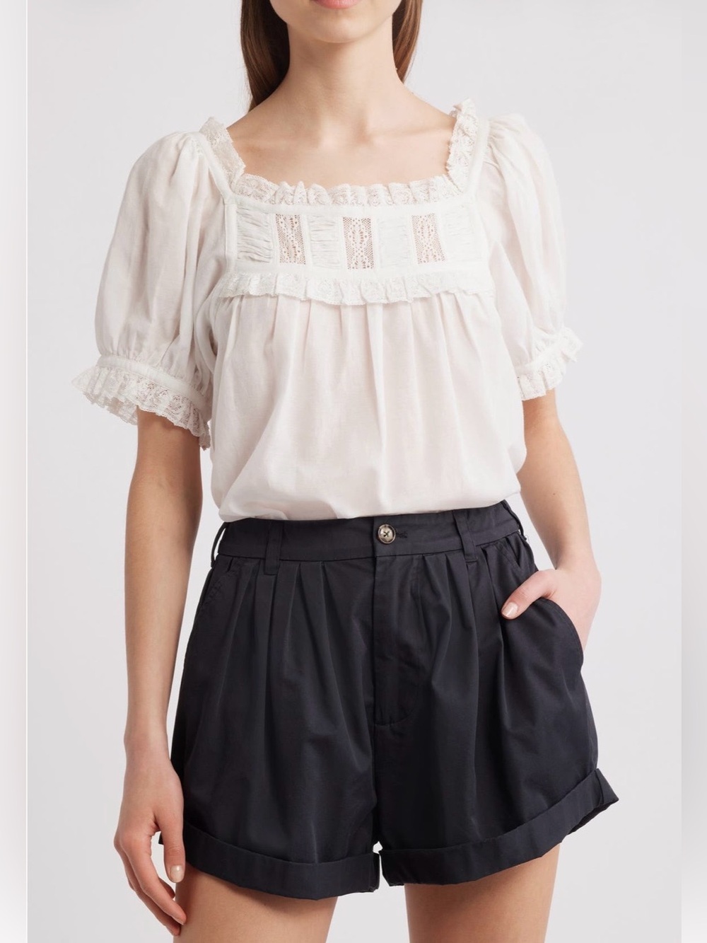 DOEN Frances Lace Inset Top - Size Medium